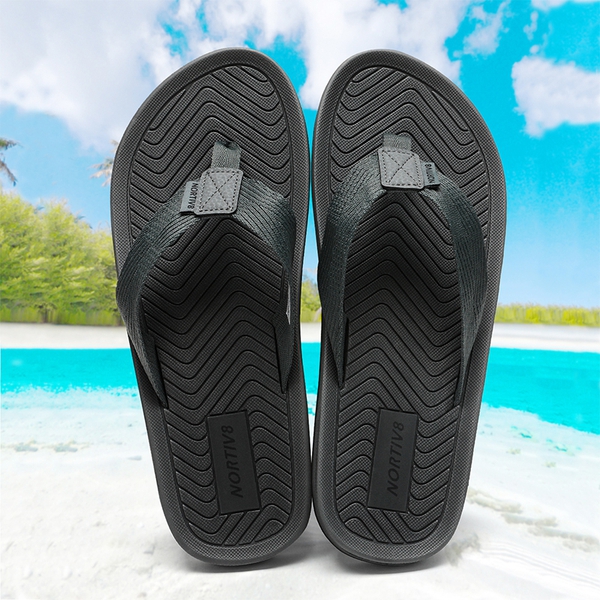 Men's Slip-On Canvas Flip Flops - DARK GREY - 1
